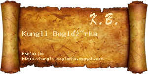 Kungli Boglárka névjegykártya